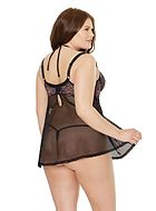Romantic babydoll, small fishnet, lacing, lace embroidery, XL to 4XL